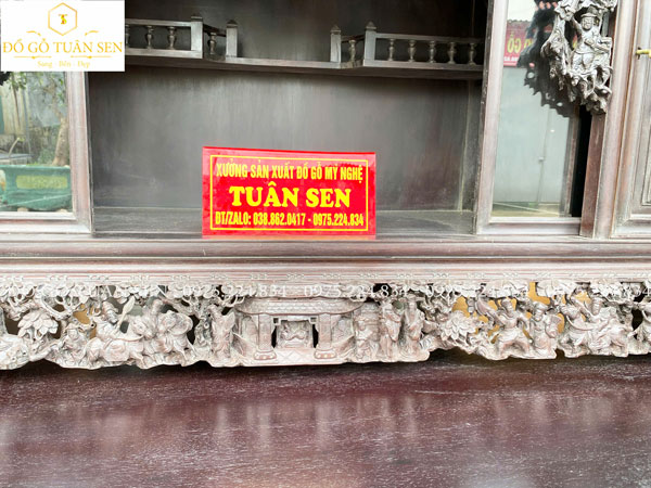 Nét đẹp tủ chè gỗ gụ hàng đục tay 